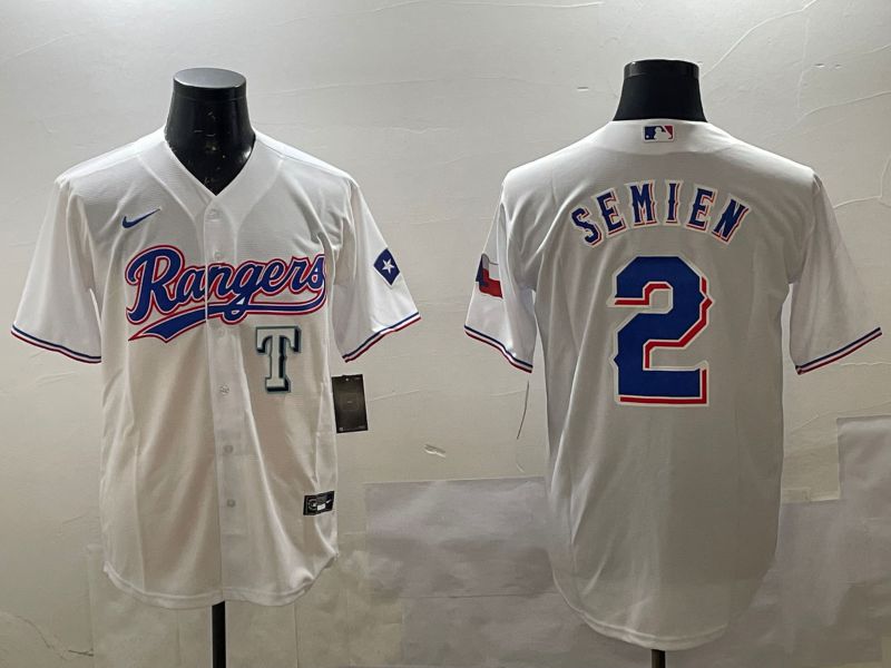 Men Texas Rangers 2 Semien White Game 2025 Nike MLB Jersey style 1